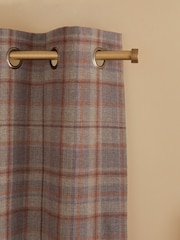 Grey/Purple Brushed Check Super Thermal Eyelet Curtains - Image 1 of 5