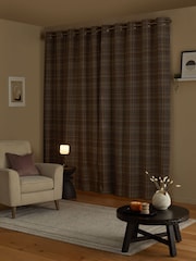 Grey/Purple Brushed Check Super Thermal Eyelet Curtains - Image 3 of 5
