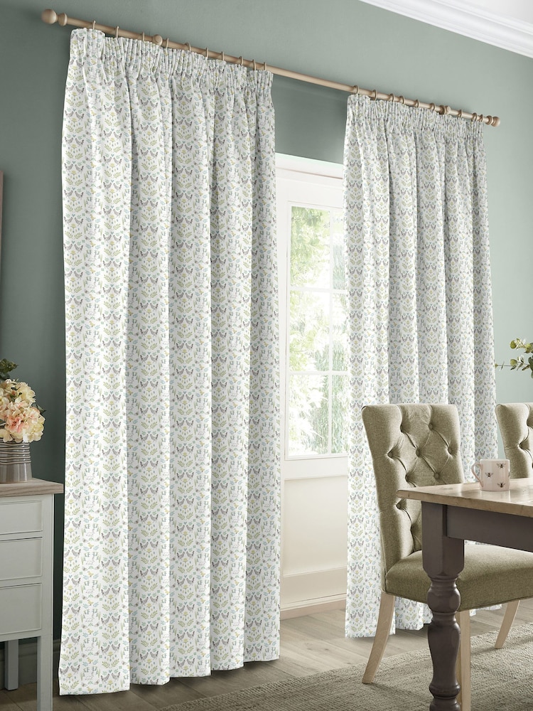 Sophie Allport White Spring Chick Made to Measure 100% Cotton Curtains - Image 2 of 6