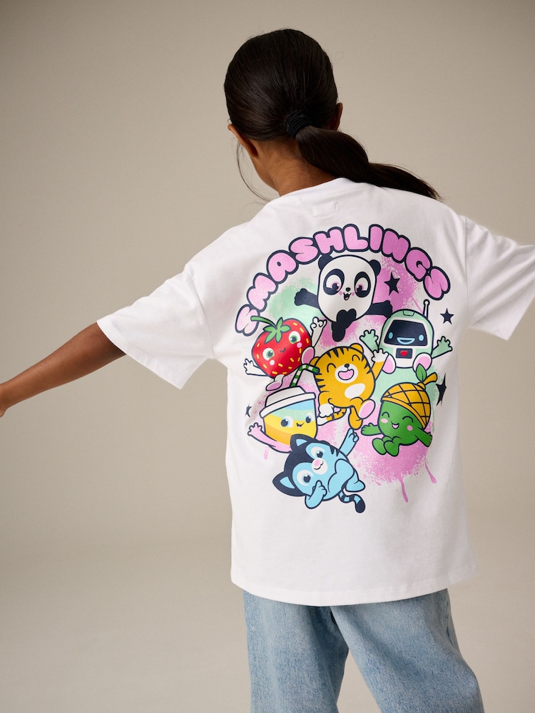 White Smashlings Oversized License 100% Cotton T-Shirt (3-16yrs) - Image 1 of 6