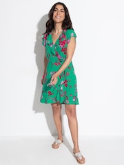 Pour Moi Green Frill Wrap Woven Beach Dress - Image 1 of 4
