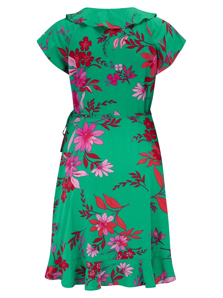 Pour Moi Green Frill Wrap Woven Beach Dress - Image 4 of 4