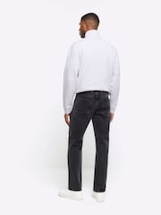 River Island Black Straight Fit Washed 100% Cotton Jeans - Image 2 of 4