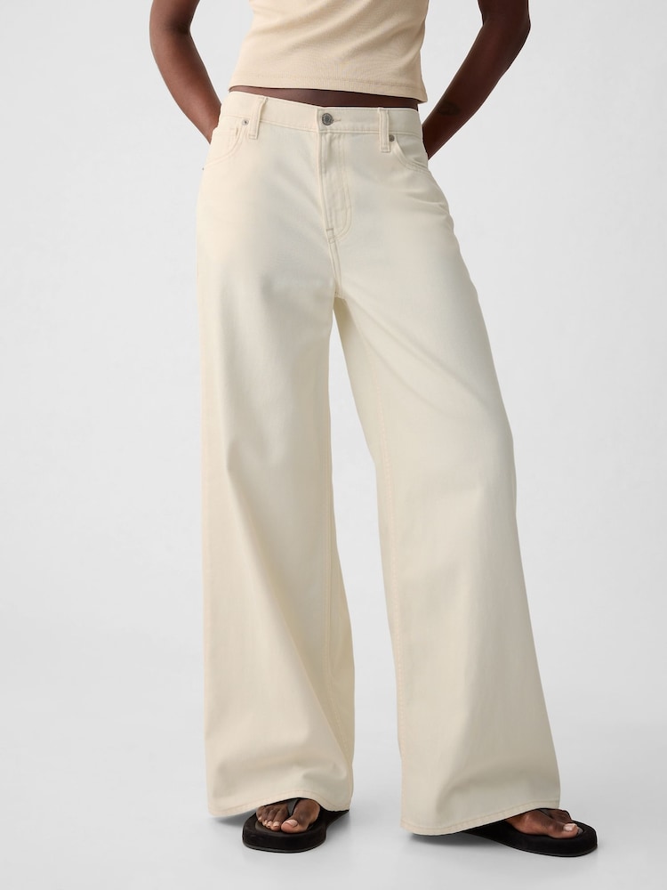 Gap Cream Mid Rise UltraSoft Baggy Jeans - Image 1 of 6