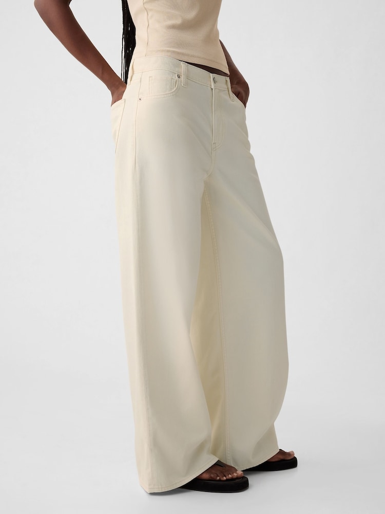 Crème - Gap UltraSoft baggy jeans met halfhoge taille - Image 3 of 6