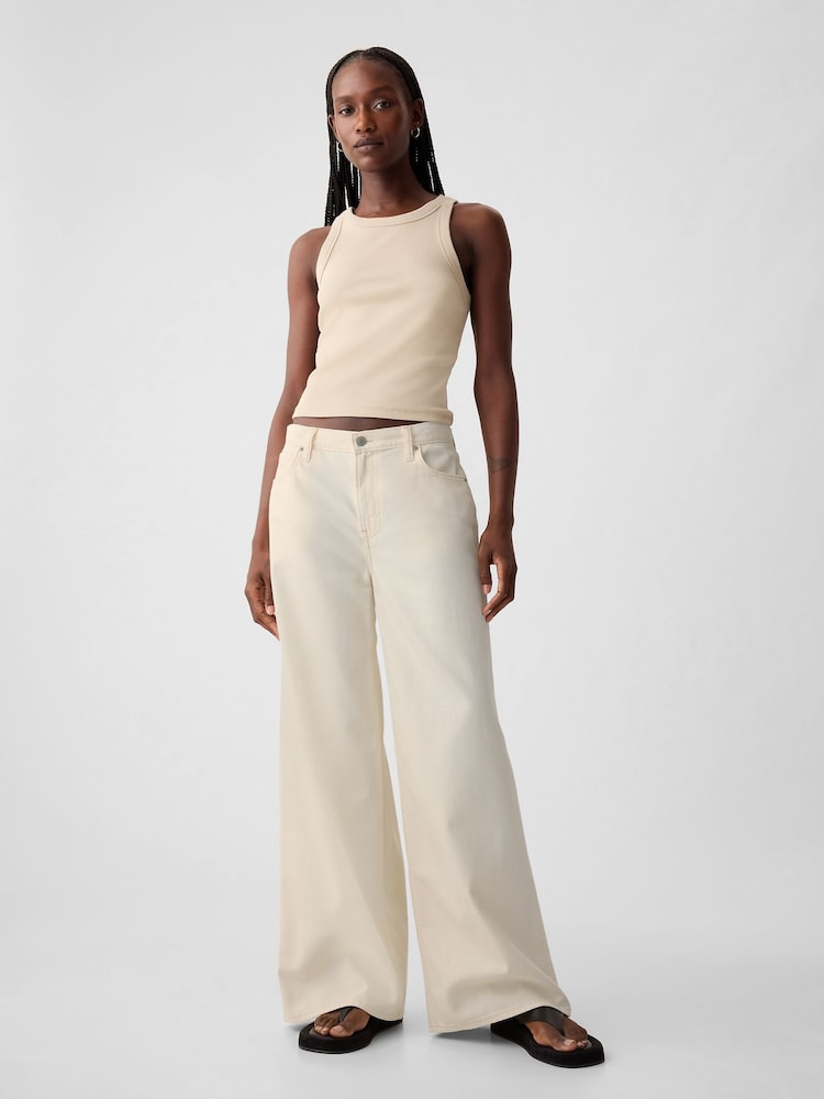 Crème - Gap UltraSoft baggy jeans met halfhoge taille - Image 5 of 6