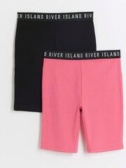 حزمة من 2 شورت بناتي بحزام خصر لركوب الدراجات من القطن 100% من River Island - صورة 1 من 1