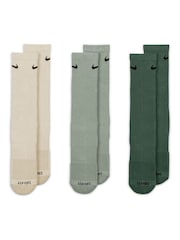 Nike Green Everyday Plus Cushioned Training Crew Socks 3 Pack - Image 2 of 4