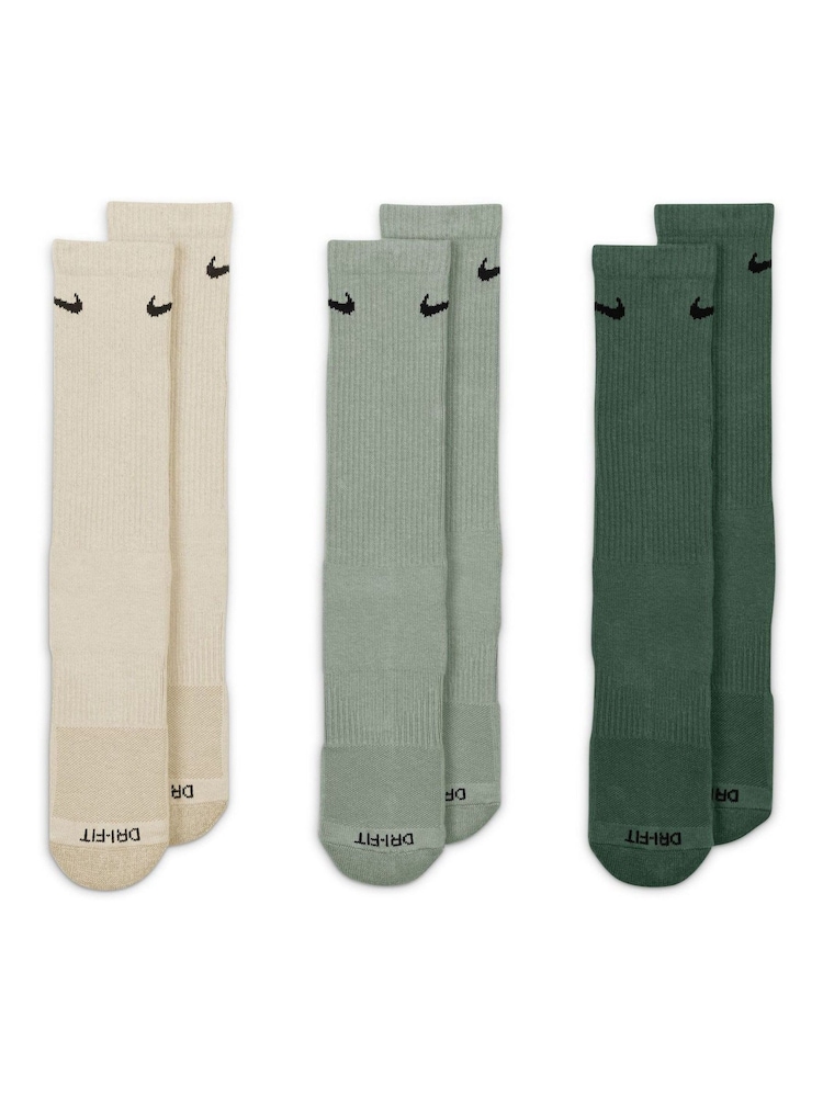 Nike Green Everyday Plus Cushioned Training Crew Socks 3 Pack - Image 2 of 4