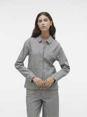 VERO MODA Blue Stripe Denim Utility Jacket - Image 1 of 5