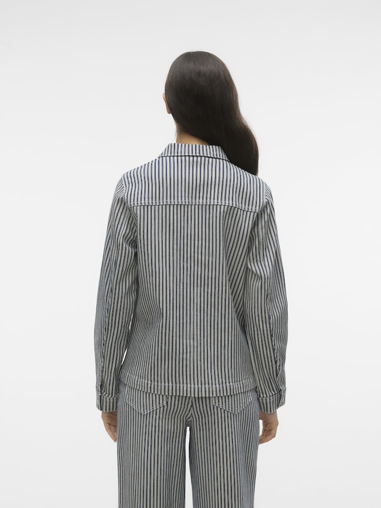 VERO MODA Blue Stripe Denim Utility Jacket - Image 2 of 5