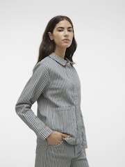 VERO MODA Blue Stripe Denim Utility Jacket - Image 3 of 5