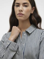 VERO MODA Blue Stripe Denim Utility Jacket - Image 4 of 5