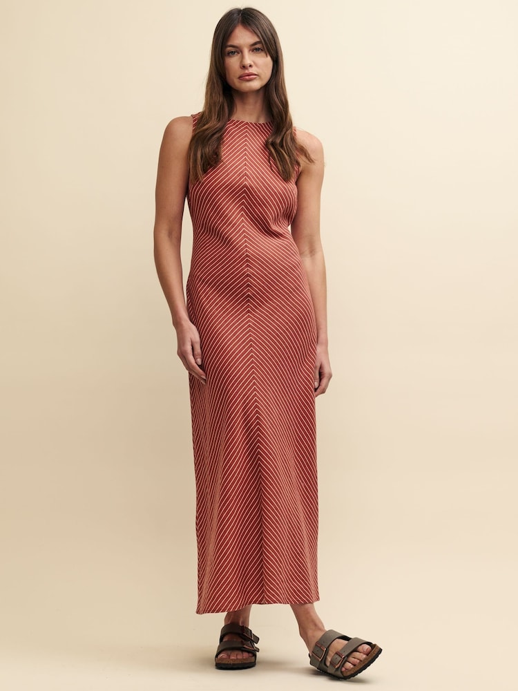 Nobody's Child Red Lia Bias Stripe Midaxi Dress - Image 2 of 6
