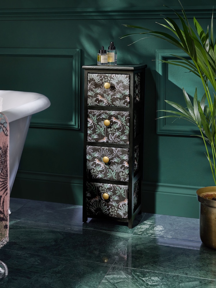 Black Tiger Print Fabric Storage Drawers - Image 1 of 6
