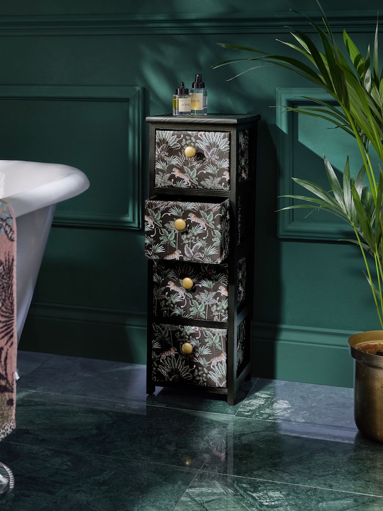 Black Tiger Print Fabric Storage Drawers - Image 2 of 6