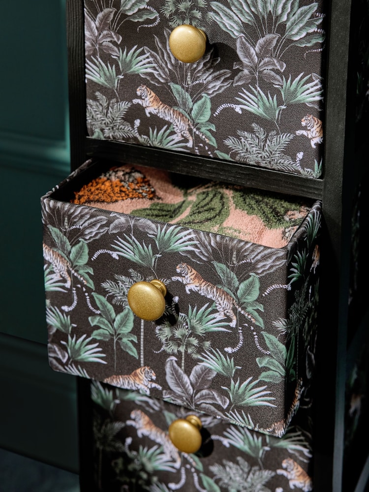 Black Tiger Print Fabric Storage Drawers - Image 3 of 6
