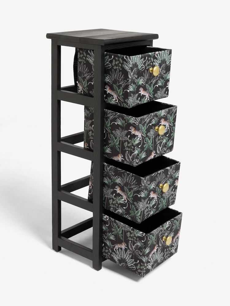 Black Tiger Print Fabric Storage Drawers - Image 6 of 6
