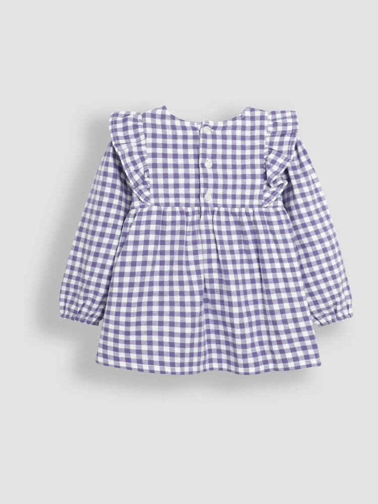 JoJo Maman Bébé Lilac Embroidered Frill Shoulder Blouse & Leggings Set - Image 2 of 6 JoJo Maman Bébé Lilac Embroidered Frill Shoulder Blouse & Leggings Set - Image 2 of 6