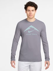 Nike Grey Dri-FIT Long-Sleeve Trail Running T-Shirt - Image 1 of 3