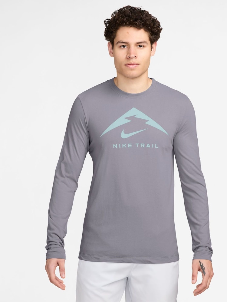 Nike Grey Dri-FIT Long-Sleeve Trail Running T-Shirt - Image 1 of 3