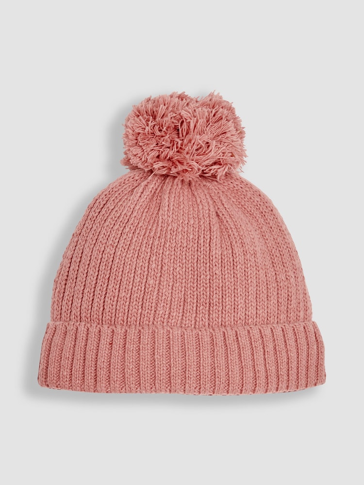 JoJo Maman Bébé Dusky Pink Rib Hat & Gloves Set - Image 2 of 4 JoJo Maman Bébé Dusky Pink Rib Hat & Gloves Set - Image 2 of 4