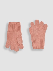 JoJo Maman Bébé Dusky Pink Rib Hat & Gloves Set - Image 3 of 4