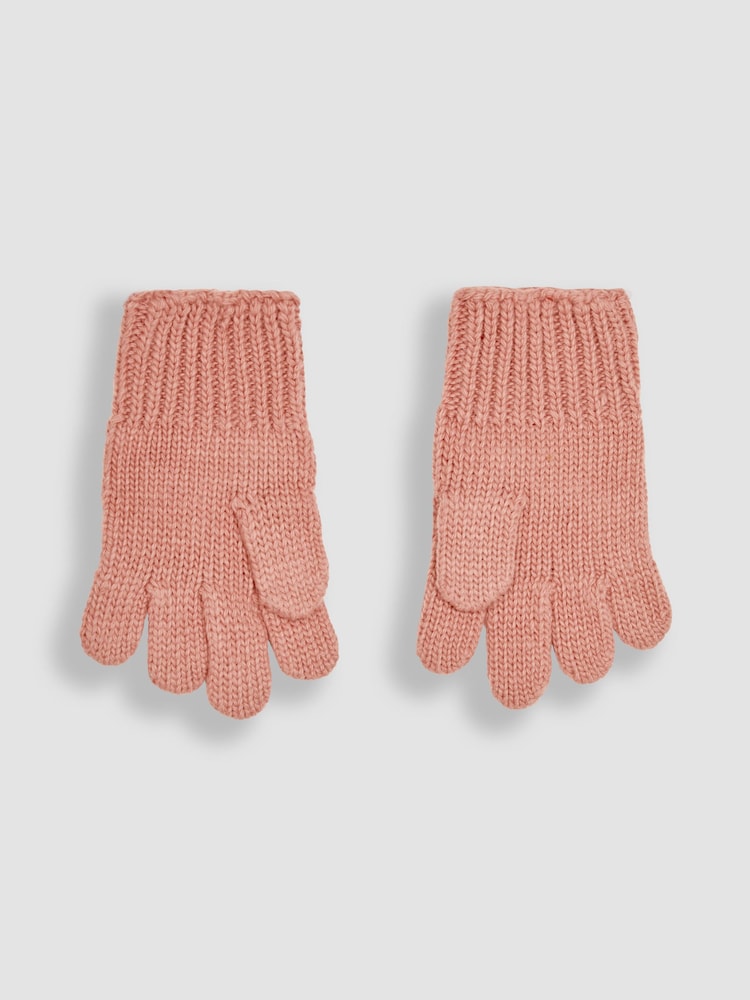 JoJo Maman Bébé Dusky Pink Rib Hat & Gloves Set - Image 4 of 4