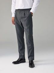 Charcoal Grey Adjustable Wool Blend Side Adjuster Smart Trousers - Image 1 of 10