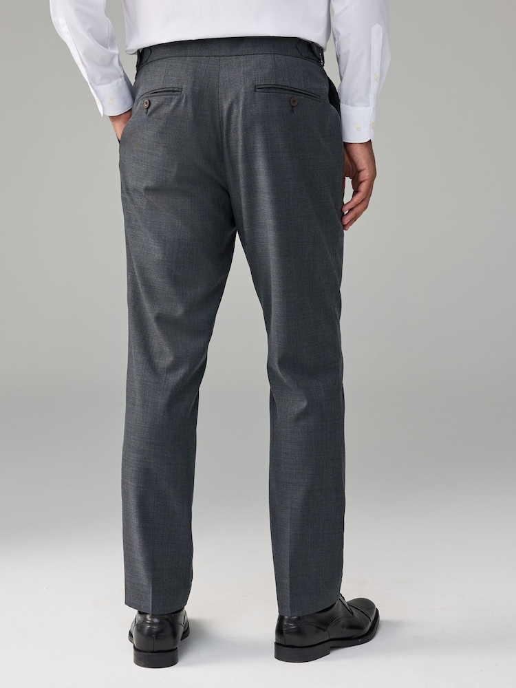 Charcoal Grey Adjustable Wool Blend Side Adjuster Smart Trousers - Image 2 of 10