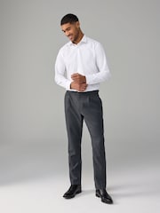 Charcoal Grey Adjustable Wool Blend Side Adjuster Smart Trousers - Image 4 of 10