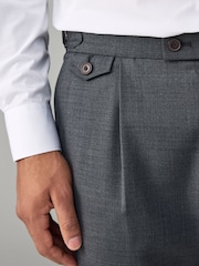 Charcoal Grey Adjustable Wool Blend Side Adjuster Smart Trousers - Image 5 of 10