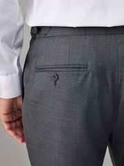 Charcoal Grey Adjustable Wool Blend Side Adjuster Smart Trousers - Image 6 of 10