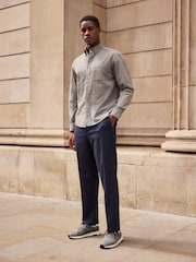 Grey Brushed 100% Cotton Oxford Long Sleeve Shirt - Image 2 of 8