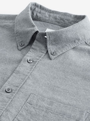 Grey Brushed 100% Cotton Oxford Long Sleeve Shirt - Image 7 of 8