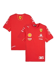 Fanatics Red 100% Cotton Scuderia Ferrari 2024 Team Charles Leclerc T-Shirt - Image 1 of 3