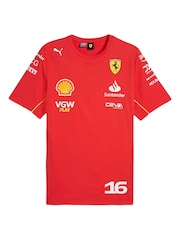 Fanatics Red 100% Cotton Scuderia Ferrari 2024 Team Charles Leclerc T-Shirt - Image 2 of 3