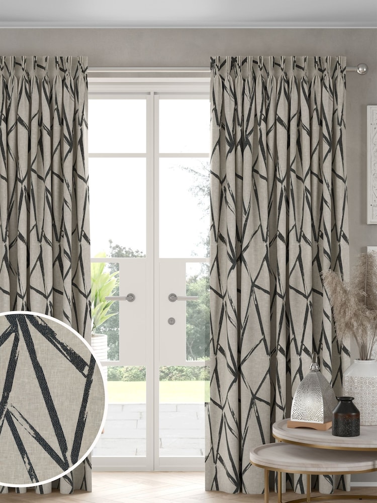 Grey Abstract Lines Made to Measure Curtains - Image 1 of 9