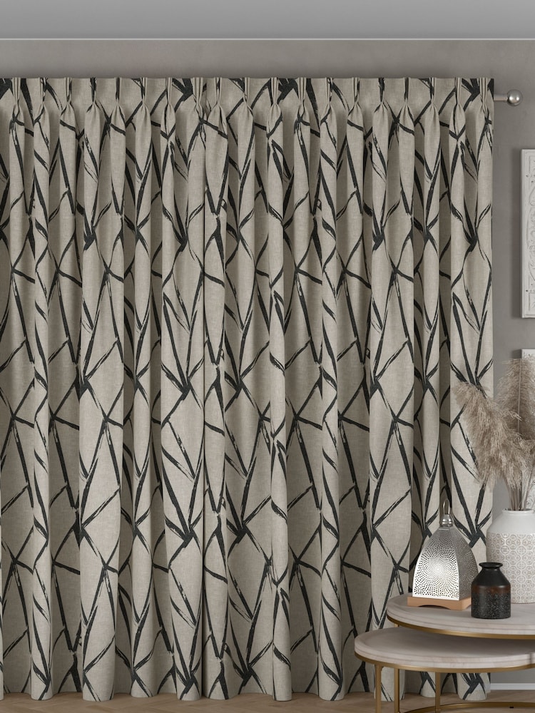 Grey Abstract Lines Made to Measure Curtains - Image 2 of 9