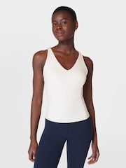 Sweaty Betty Lily White Supersoft Picot Lace Strappy Bra Tank Top - Image 1 of 7