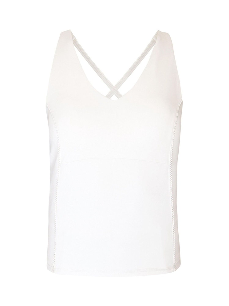 Sweaty Betty Lily White Supersoft Picot Lace Strappy Bra Tank Top - Image 7 of 7