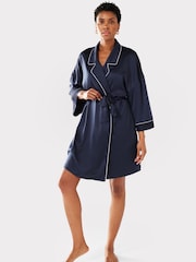 Chelsea Peers Blue Satin Lace Trim Dressing Gown - Image 2 of 5