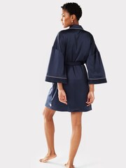 Chelsea Peers Blue Satin Lace Trim Dressing Gown - Image 4 of 5