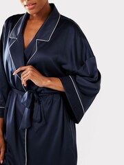 Chelsea Peers Blue Satin Lace Trim Dressing Gown - Image 5 of 5