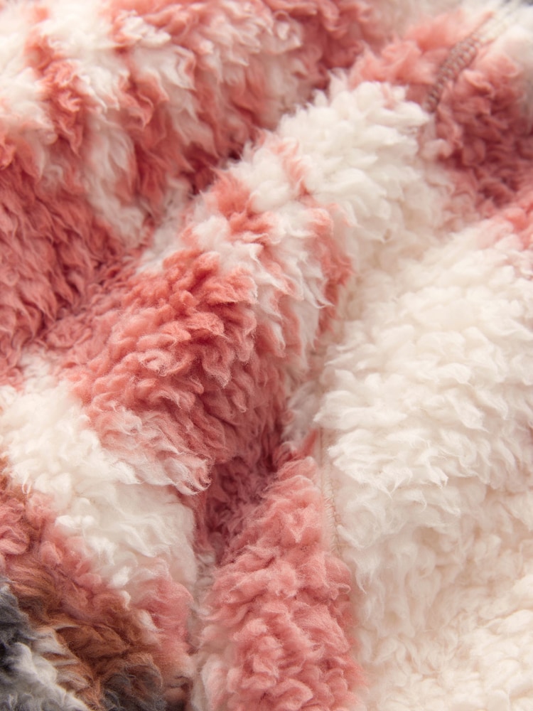 Cream/Pink Ikat Borg Half Zip Jacket - Image 9 of 9