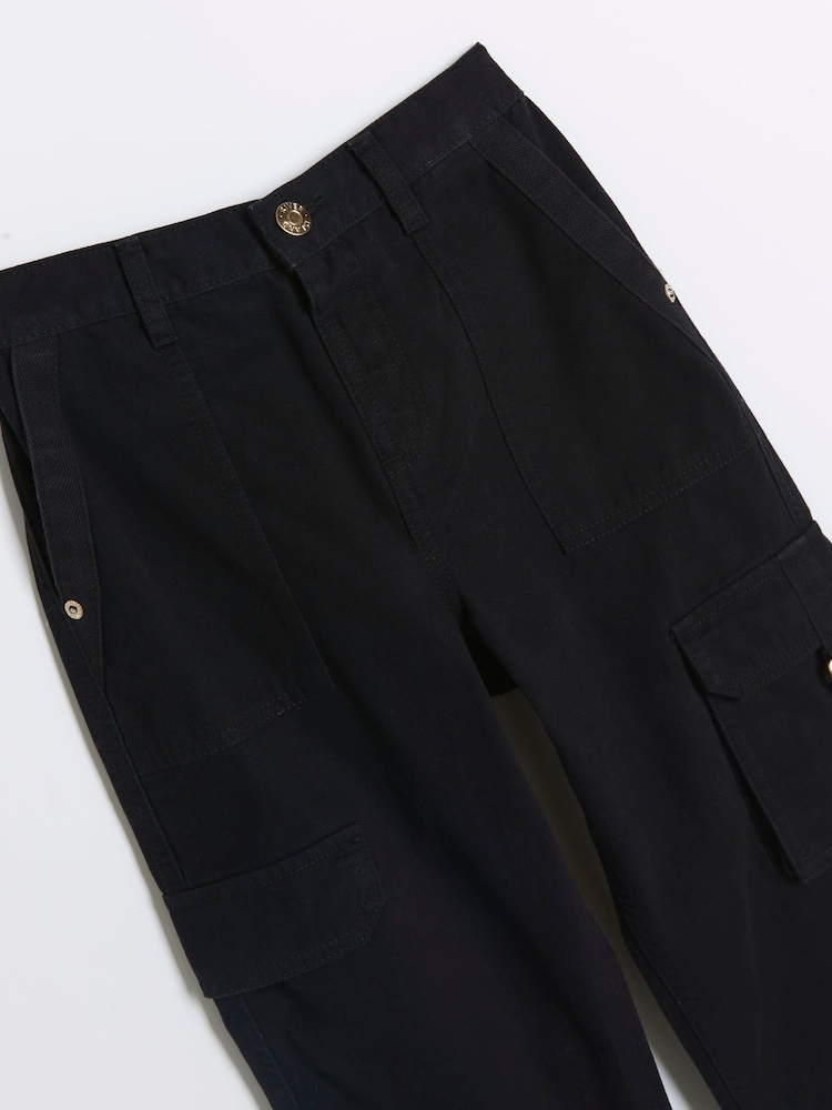 بنطلونات مريحة من القطن 100% من خيوط نسيج متعاكسة للبنات من River Island - Image 2 of 3