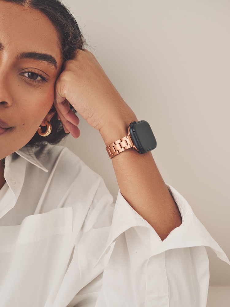 Buy Rose Gold Tone Stainless Steel Link Watch Strap from the Next