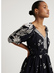 River Island Black Floral Puff Sleeve Maxi Dress - Image 4 of 5