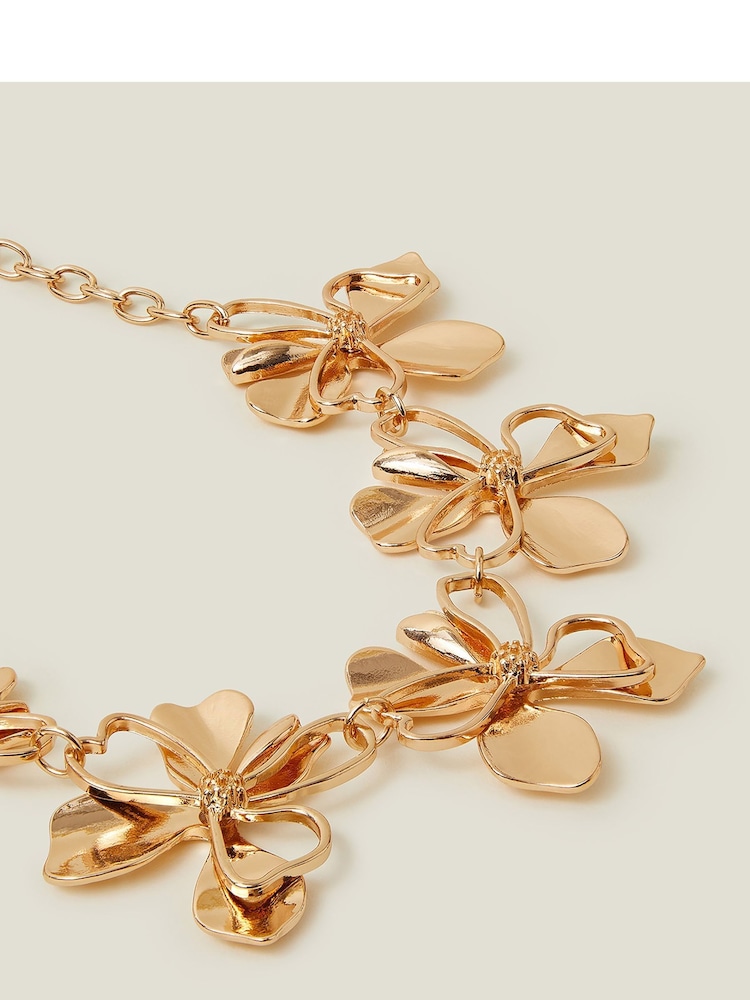 Accessorize Gold Tone Flower Statement Necklace - Image 1 of 3