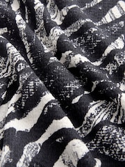 Black/White Print Textured Wide Leg Jersey Trousers - Image 7 of 7
